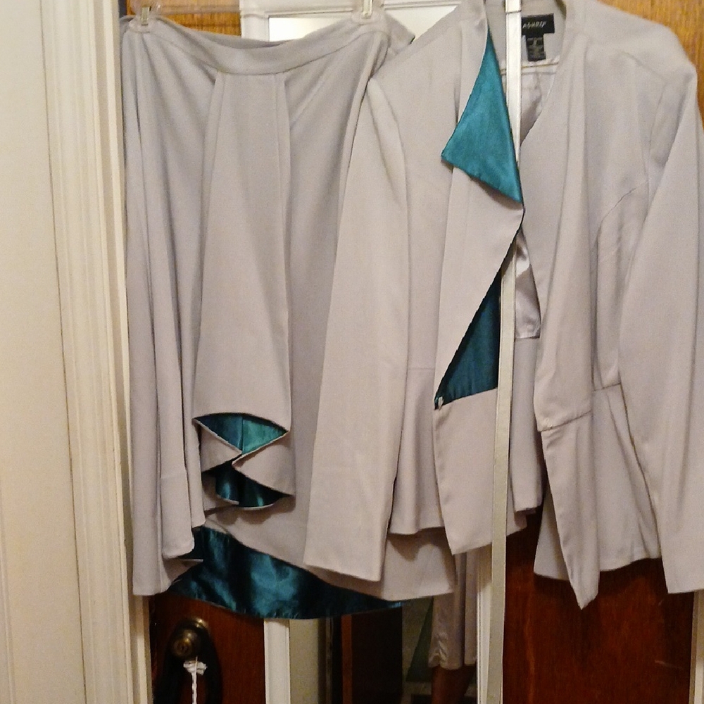 Kasper Gray and Green Blazer Professional Tailored Suit Jacket